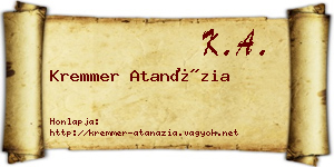 Kremmer Atanázia névjegykártya